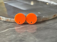 14mm NEON ORANGE post earring round blanks, orange round earring, orange stud earring, drop dangle earring making colorful jewelry blanks