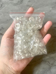 WHOLESALE! Silver barrel clear glass rondelle beads