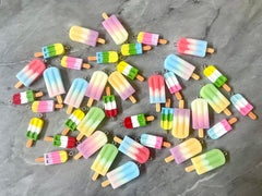 WHOLESALE 40 Popsicle Pendants, resin colorful summer treats, cabochon ice cream cone beads, sale clearance