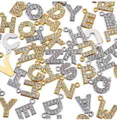 WHOLESALE Fashion Charms, girly gold charms, Gold & Silver rhinestone charms, alphabet charms sale clearance