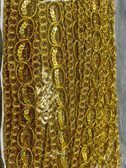 42 Feet LAST CHANCE sequin Braided trim, gold lace ribbon with beaded trim, gold edging fabric sewing clothing skirt edge