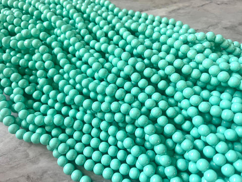 Painted Glass Round Bead Strands, Mint Green Glass Beads Strands, Circle Round Green 8mm, sale clearance beads 100pcs/strand