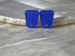 15mm royal blue post earring blanks drop earring, stud earring jewelry dangle DIY earring making rectangle resin, royal blue earrings