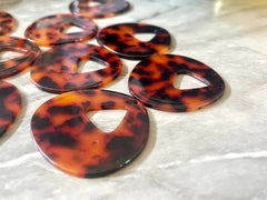 XL 48mm Tortoise Shell Beads, pyramid shape acrylic Earring or Necklace pendant bead, 1 hole pendant acrylic tortoise shell, brown black