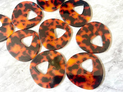 XL 48mm Tortoise Shell Beads, pyramid shape acrylic Earring or Necklace pendant bead, 1 hole pendant acrylic tortoise shell, brown black