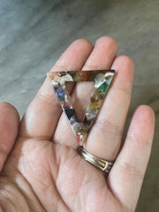 Rainbow Tortoise Shell Beads, Triangle shape acrylic 41mm Long Earring or Necklace pendant bead, one hole at top, acrylic tortoise shell