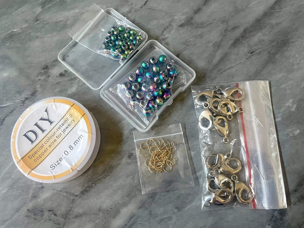 LAST CHANCE Jewelry making kit, bead kit, bead organizing box, bead string, colorful pearl bead clearance