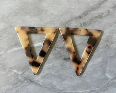 Blonde Tortoise Shell Beads, Triangle shape acrylic 41mm Long Earring or Necklace pendant bead, one hole at top, acrylic tortoise shell