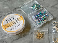 LAST CHANCE Jewelry making kit, bead kit, bead organizing box, bead string, colorful pearl bead clearance