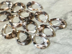 Brown White Resin Acrylic Blanks Cutout, earring bead jewelry making, 28mm teardrop pendant jewelry, brown earrings DIY