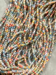 WHOLESALE! Twinkle Lights blue green peach Glass Beads Strands 3mm Faceted Rondelle Bead strands, 16 inch strands 190 beads per strands