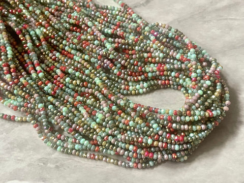 WHOLESALE! Starlight Shimmer red green olive Glass Beads Strands 3mm Faceted Rondelle Bead strands, 16 inch strands 190 beads per strands