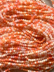 WHOLESALE! Coral Cove orange white Glass Beads Strands 3mm Faceted Rondelle Bead strands, 16 inch strands 190 beads per strands
