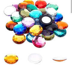WHOLESALE 30mm Flat Back Round Acrylic Self-Adhesive Rhinestone with Container 1.2 inch circle, DIY Craft project crystal stones