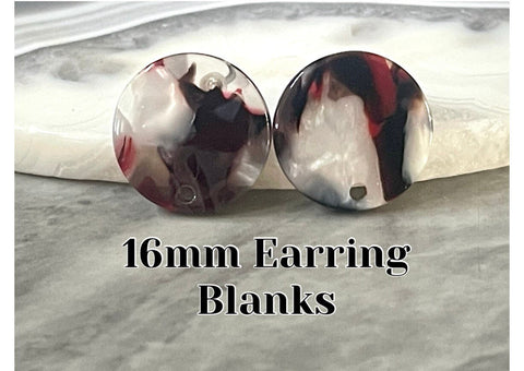 16mm art deco confetti post earring blanks drop earring stud earrings jewelry dangle DIY earring making round resin colorful red black white