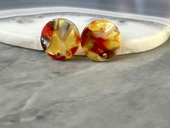 16mm art deco confetti post earring blanks drop earring stud earrings jewelry dangle DIY earring making round resin colorful red yellow blac