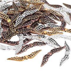 100 WHOLESALE Large SILVER gold bronze Metal pendants, Silver Angel wing pendant beads, pendant necklaces, filigree earrings