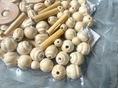WHOLESALE Lot of wood beads, tube Heishi bracelet Kit, wood beads, strand beads round beads, clearance beads, donut beads