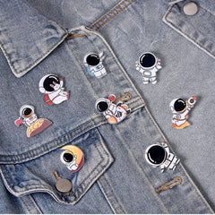 WHOLESALE Astronaut Pin Lot, acrylic brooch space gift, astronomy Jean jacket hat backpack keychain pin