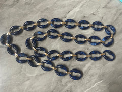 XL LINKED chain, 40” mask chain chunky necklace or bracelet, lucite resin chain links jewelry making, plastic connector large blue white red