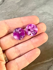 16mm art deco confetti post earring blanks drop earring, stud earrings jewelry dangle DIY earring making round resin sparkle colorful purple
