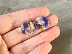16mm art deco confetti post earring blanks drop earring stud earrings jewelry dangle DIY earring making round resin colorful royal blue gold