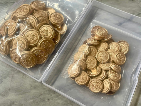 WHOLESALE Lot of Gold Holes Buttons, Flat Round Buttons, Craft Buttons for Sewing Scrapbooking DIY nautical
