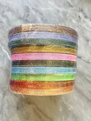 Wholesale Skinny Glitter rainbow headband fabric, Headband Ribbon Trim Fabric, clearance fabrics sale