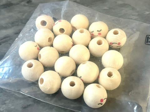 WHOLESALE Blush Face Natural wood round beads, wood ball beads 15mm sale clearance