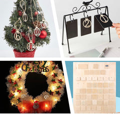 WHOLESALE 100 Wood ornament decorative pieces, DIY decor wood laser cut pieces, wood decoration painted sale clearance advent calendar