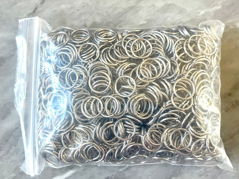 1000 WHOLESALE Stainless Steel Jump Rings, Closed Unsoldered Jump Rings, Silver Steel Color, 12mm split rings, silver jewelry findings