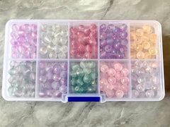 Jewel Tone Bead Kit, 10 color glass bead set, jelly beads, bead organizer, bead box, bangle beads, jewelry making, rainbow beads purple blue