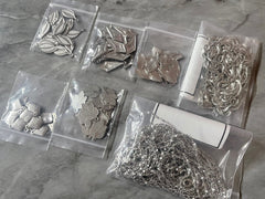 WHOLESALE Large LOT silver findings for jewelry creation, bangle making earring decor, fasteners charms pendants dangle chandelier necklace