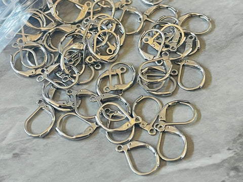 WHOLESALE Huge LOT 200 silver lever earring Hook findings jewelry creation, bangle making decor, fasteners charms pendants dangle chandelier