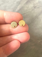 WHOLESALE Gold Cobblestone round post earring circle blanks drop stud earring, Gold dangle DIY earring mod making round earrings