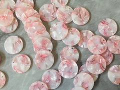 Pink & White Tortoise Shell Acrylic Blanks Cutout, Circle blanks, earring pendant jewelry making, 20mm circle jewelry, 1 Hole circle bangle