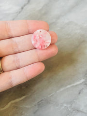 Pink & White Tortoise Shell Acrylic Blanks Cutout, Circle blanks, earring pendant jewelry making, 20mm circle jewelry, 1 Hole circle bangle