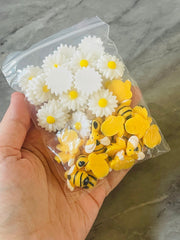 Colorful Daisy Cabochon Grab Bag, bubble bee charms for jewery making, flower earrings, floral jewelry, stud jewelry, white yellow beads