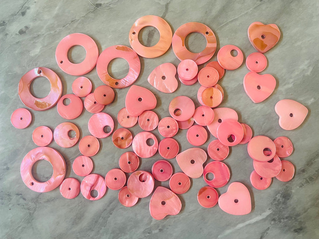 WHOLESALE Set of pink shell connectors, Jewelry Making necklaces Bracelets Earrings, 1 hole connectors