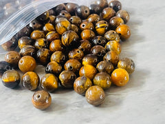 Tigers eye Glass round Beads, jewelry Making beads, Wire Bangles, long necklaces, tassel necklace, brown black gemstones tiger eye