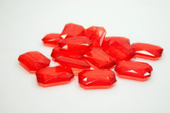 Ruby Red Large Translucent Beads - Faceted Nugget Bead - FLAT RATE SHIPPING 30mmx22mm - Swoon & Shimmer - 2