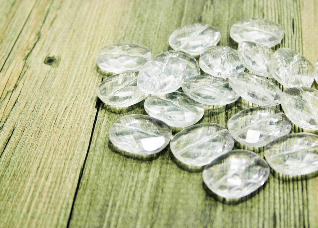 Large Translucent Beads - Faceted Rounded clear Nugget Bead, 30mm translucent beads, oval beads, clear jewelry, bangle beads, wire bangle