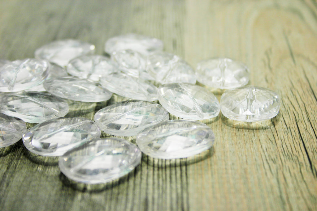 Large Translucent Beads - Faceted Rounded clear Nugget Bead - FLAT RATE SHIPPING 30mm x 25mm x 9mm - Swoon & Shimmer - 1