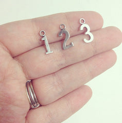 Silver Number Charms - you pick number - 1 2 3 4 5 6 7 8 9 0 - Jewelry Making - wine charms - anniversary birthday necklaces - Swoon & Shimmer - 2