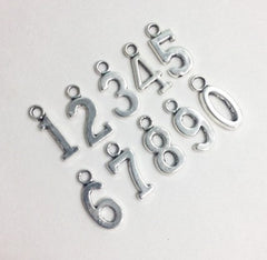 Silver Number Charms - you pick number - 1 2 3 4 5 6 7 8 9 0 - Jewelry Making - wine charms - anniversary birthday necklaces - Swoon & Shimmer - 3