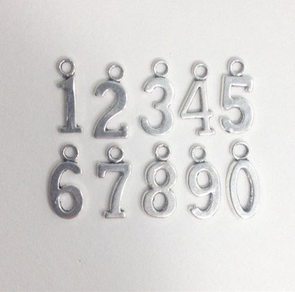 Silver Number Charms - you pick number - 1 2 3 4 5 6 7 8 9 0 - Jewelry Making - wine charms - anniversary birthday necklaces - Swoon & Shimmer - 1