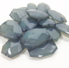 35x24mm Large faceted smoky gray acrylic beads - chunky jewels for craft supplies