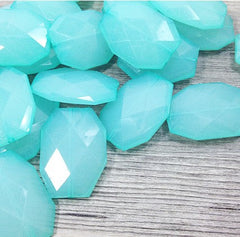 Robin&#39;s Egg Blue 35x24mm Faceted Acrylic Slab Beads - for jewelry or bangle making