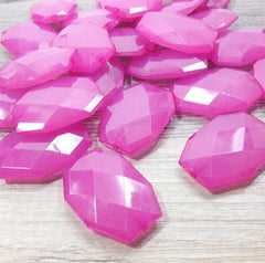 Large Pink Beads - 35x24mm slab nugget beads - acrylic jumbo craft supplies - Swoon & Shimmer - 2