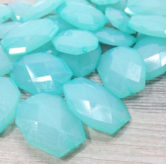 Robin's Egg Blue 35x24mm Faceted Acrylic Slab Beads - for jewelry or bangle making - Swoon & Shimmer - 2